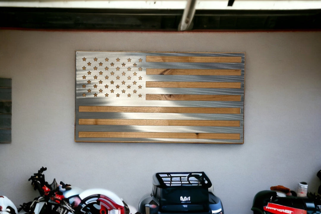 Metal American Flag Wooden US Flag Wall Art