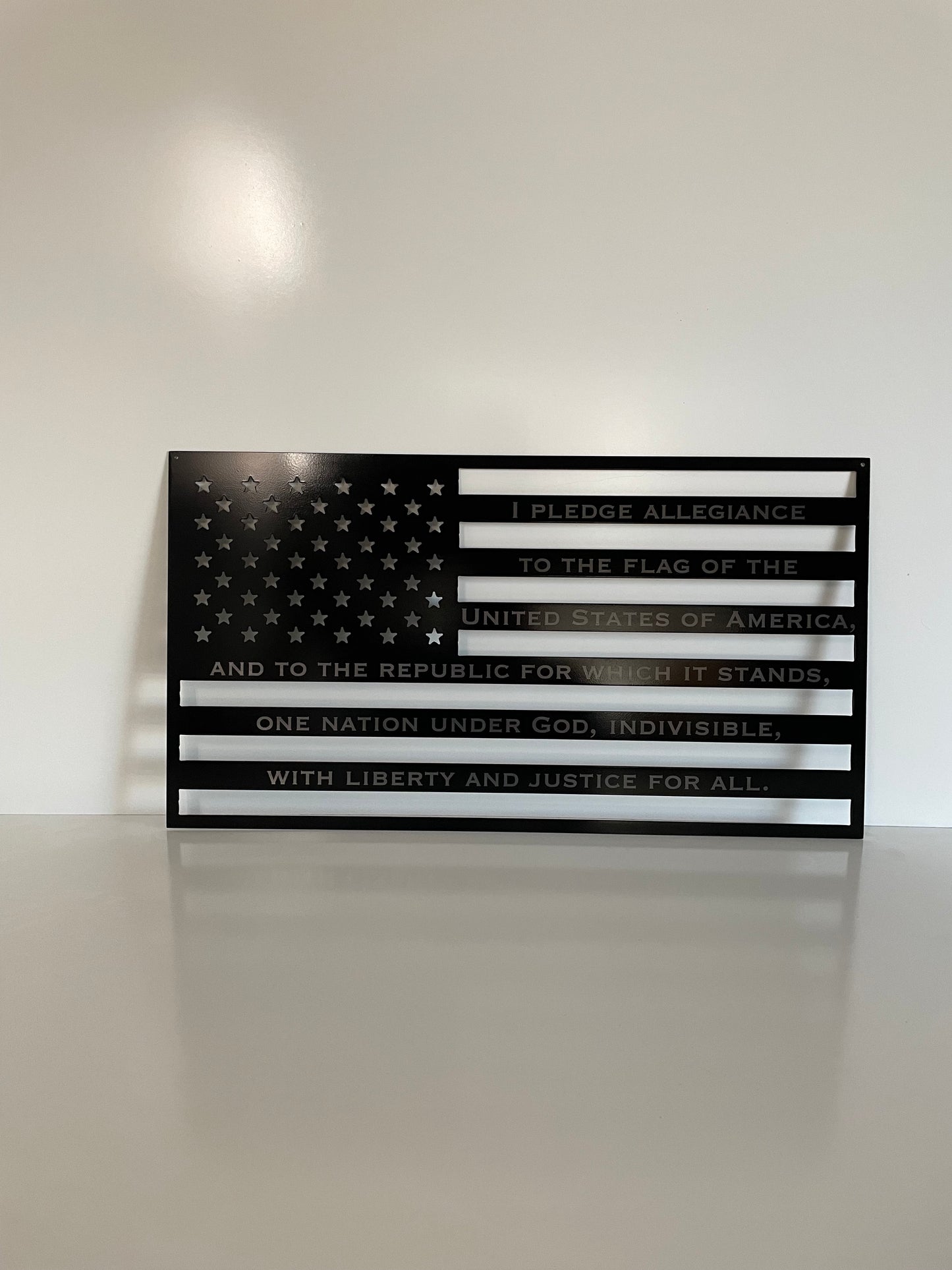 Metal American Flag with Pledge of Allegiance