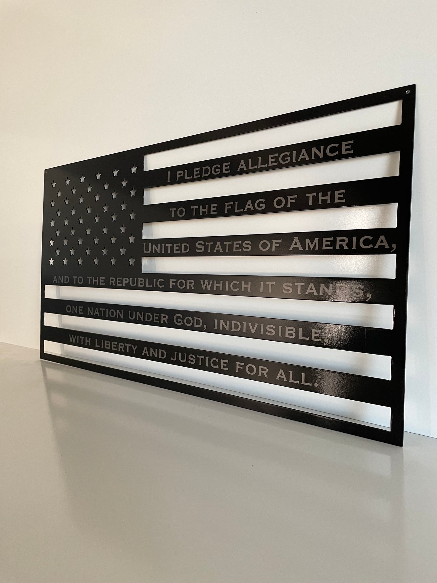 Metal American Flag with Pledge of Allegiance