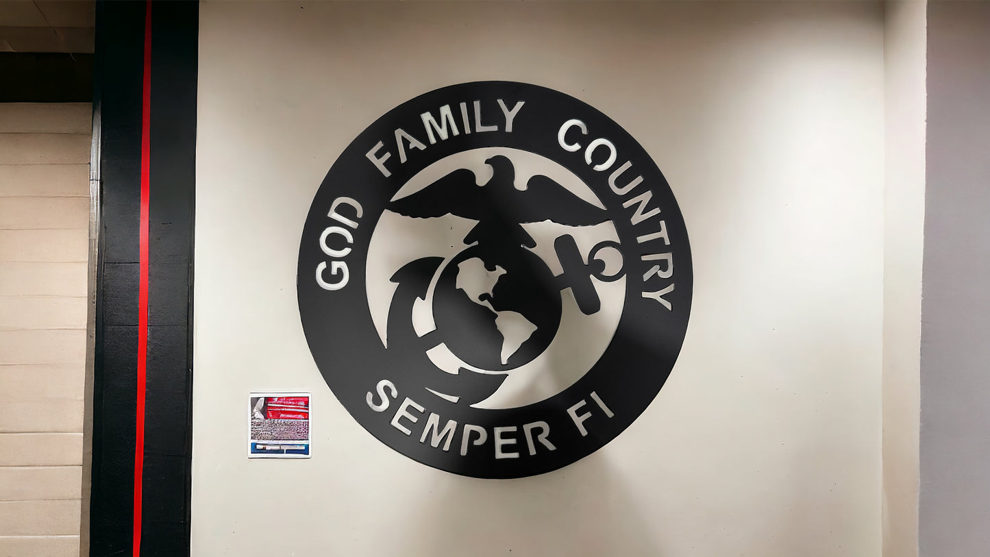 USMC Sign - US Marine Corps Metal Sign - Semper Fi - Wall Art