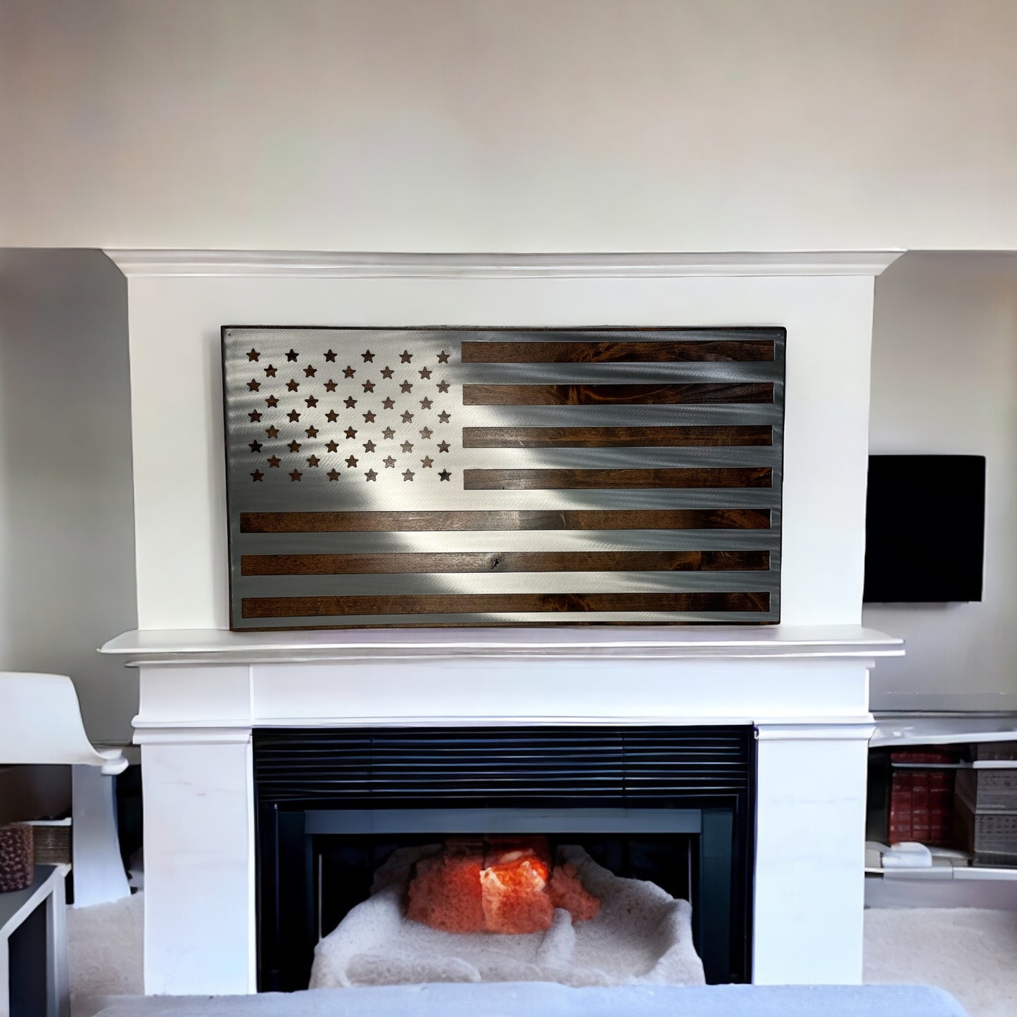 Wood and Metal American Flag