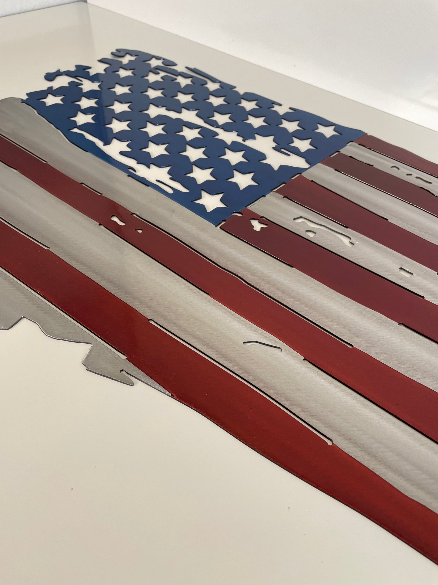 Tattered Metal American Flag