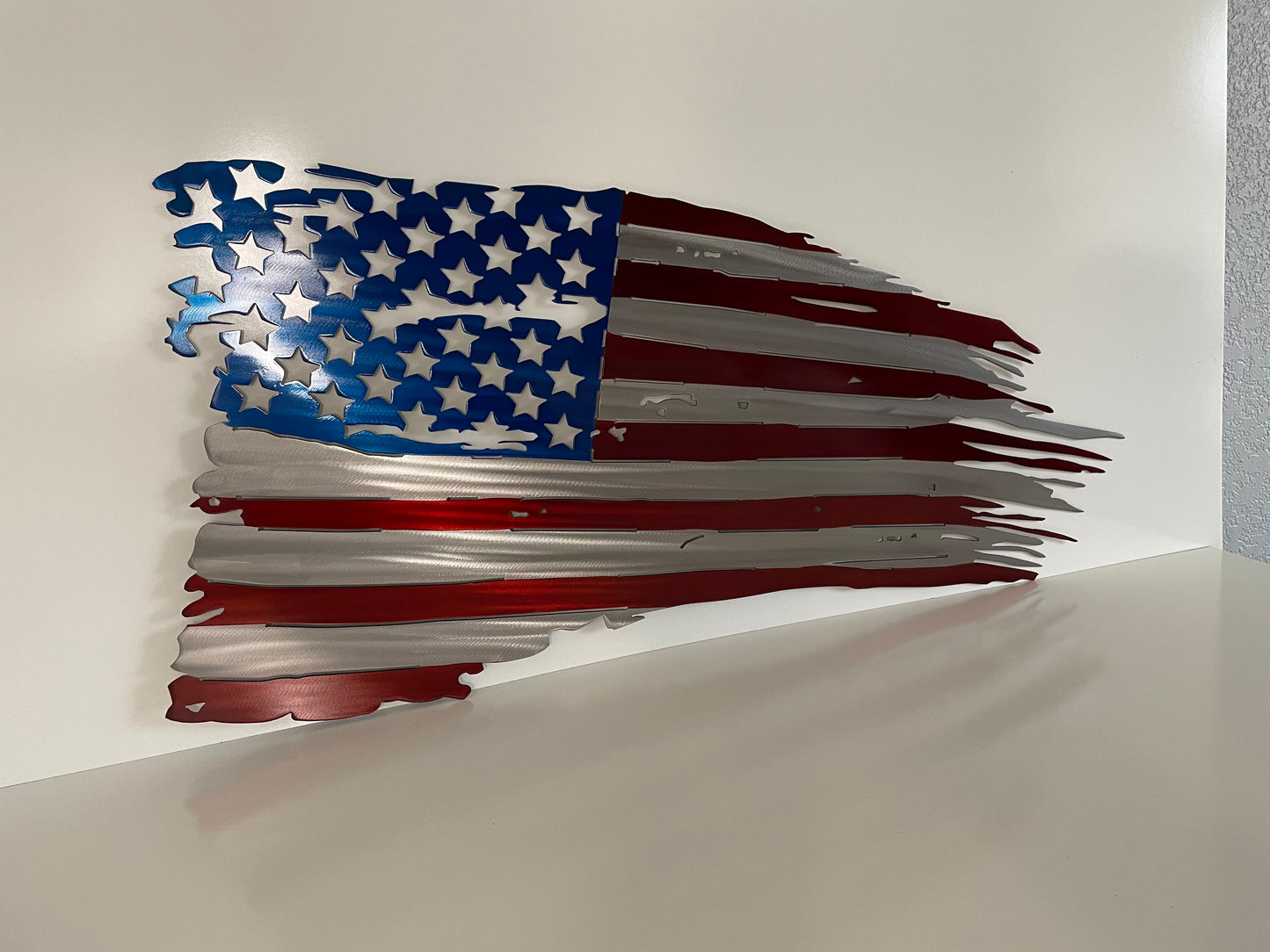 Tattered Metal American Flag